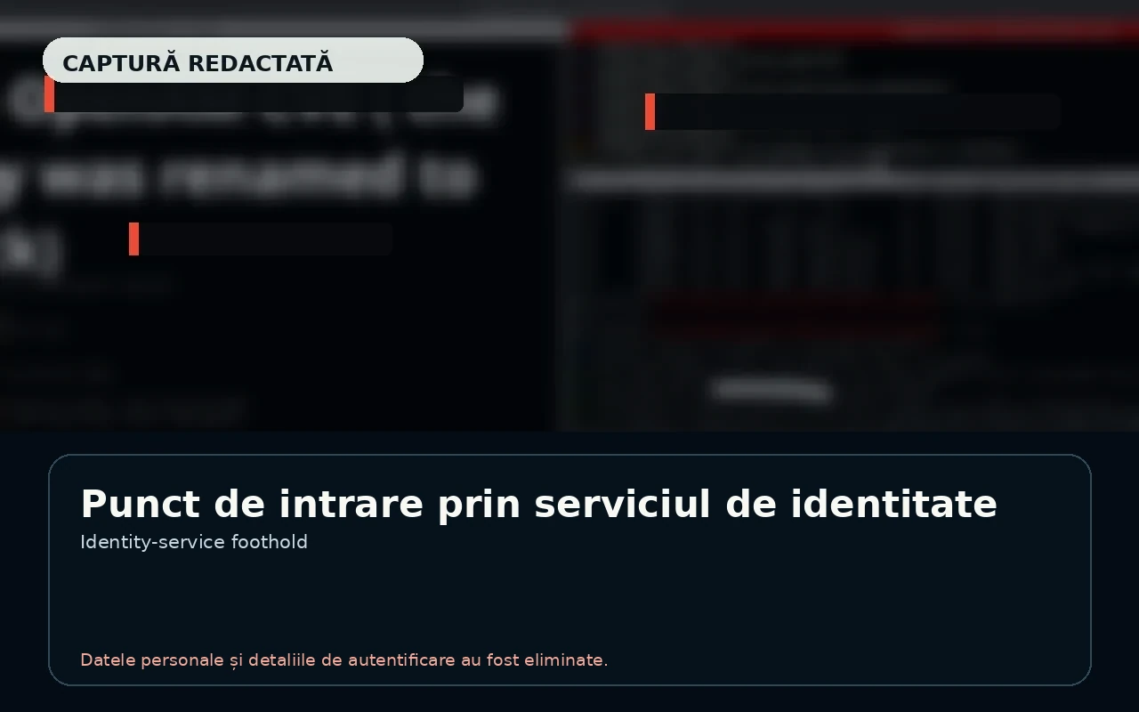 Redacted screenshot representing initial access through an identity service