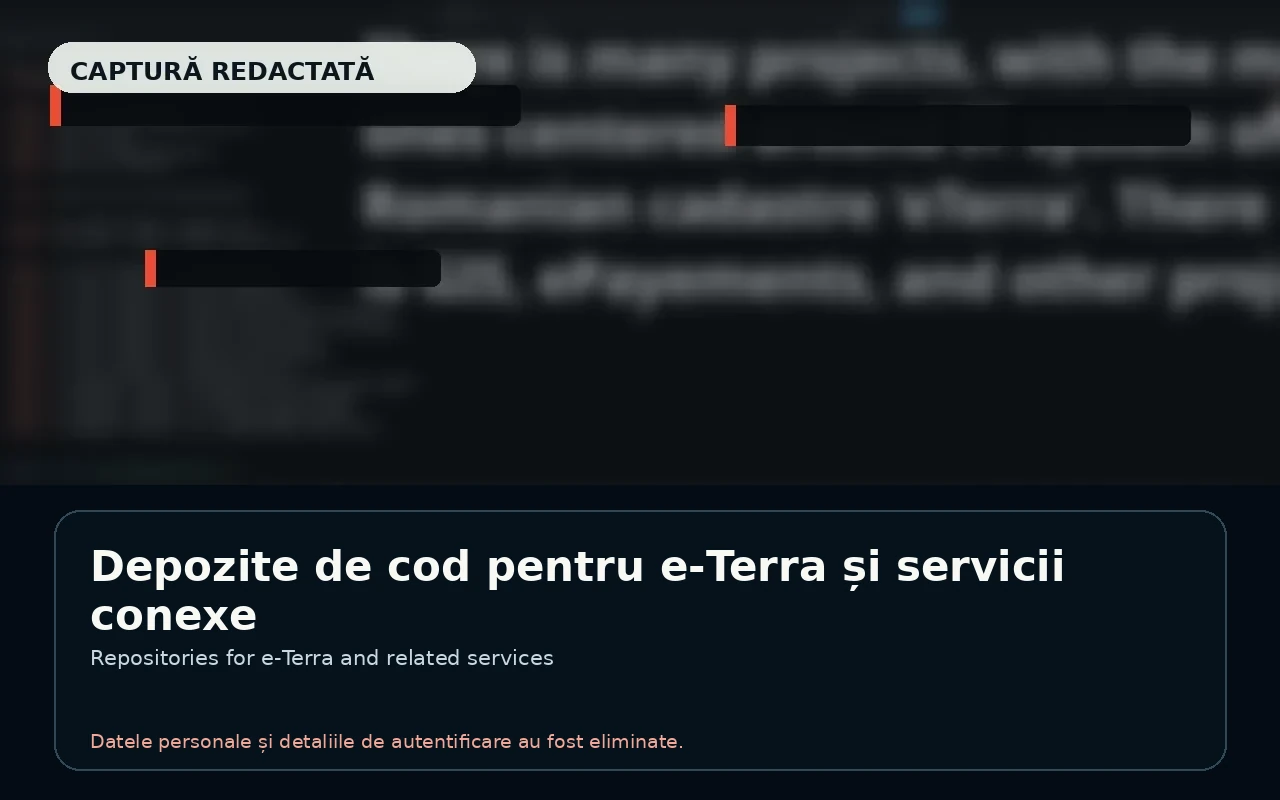 Redacted screenshot representing ANCPI source-code projects