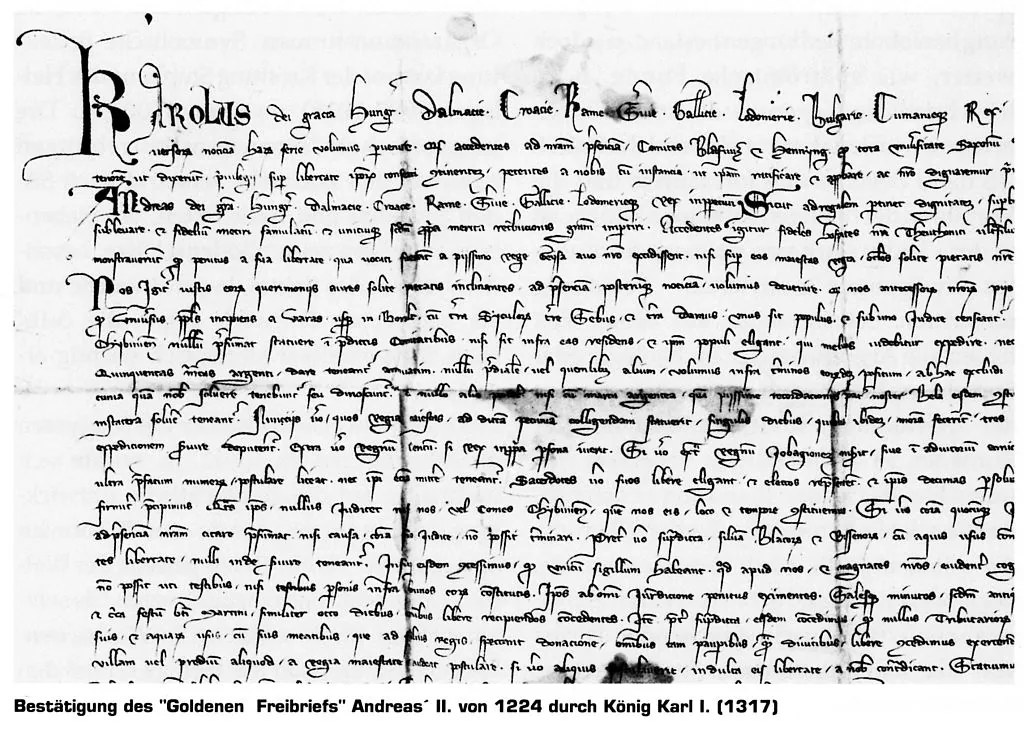 Facsimile of the 1317 confirmation of the Diploma Andreanum