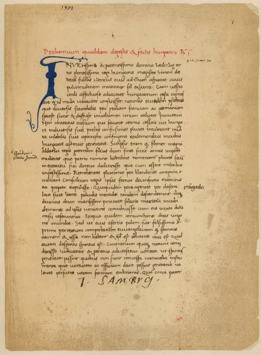 First page of Simon of Kéza's chronicle