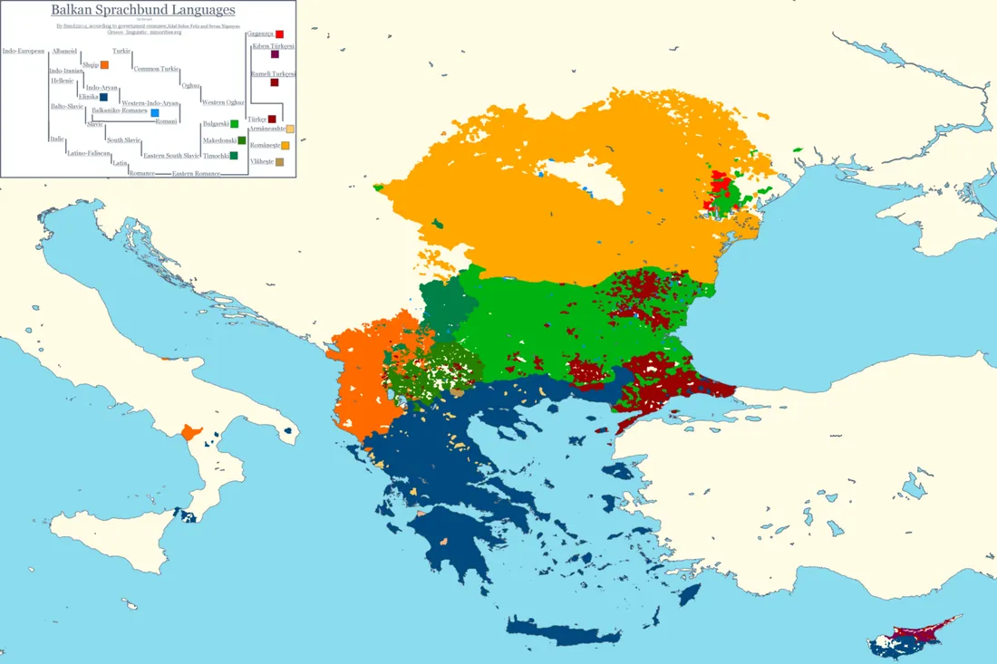 The map of the Balkan linguistic union