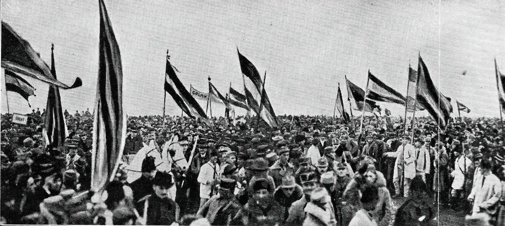 Mulțimea la Marea Adunare Națională a românilor din Transilvania, la Alba Iulia, pe 1 decembrie 1918.