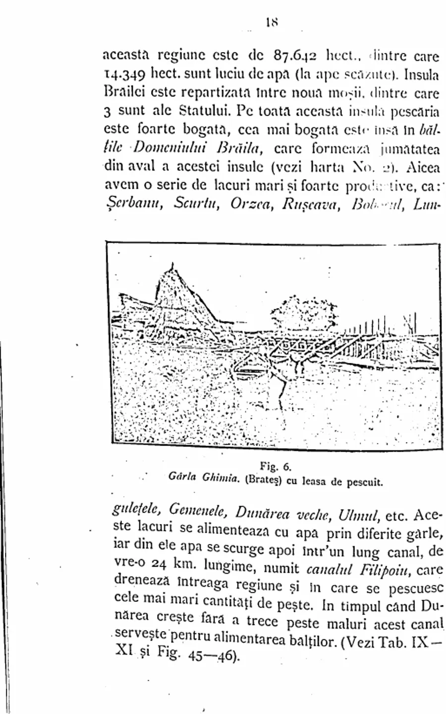 Pagina 13 din Regiunea inundabilă a Dunării, 1910: cele 87.642 de hectare ale Insulei Brăilei și lista iezerelor Domeniului Brăila.