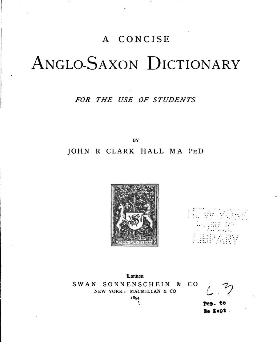 The title page of an old English dictionary