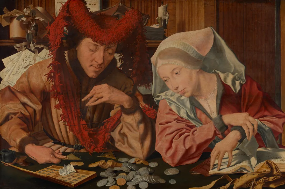 A money-changer and his wife, a painting by Marinus van Reymerswaele