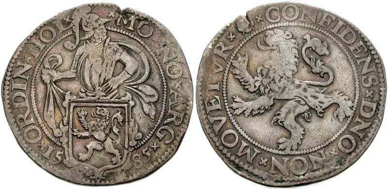 Taler olandez de argint cu leul, avers și revers