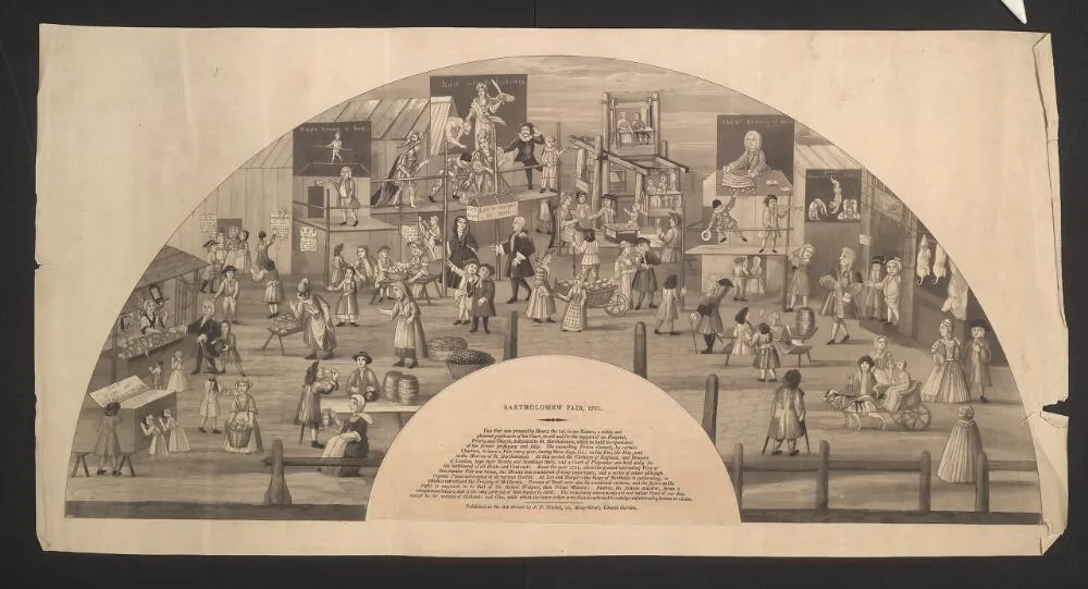 Fan print of Bartholomew Fair, 1721