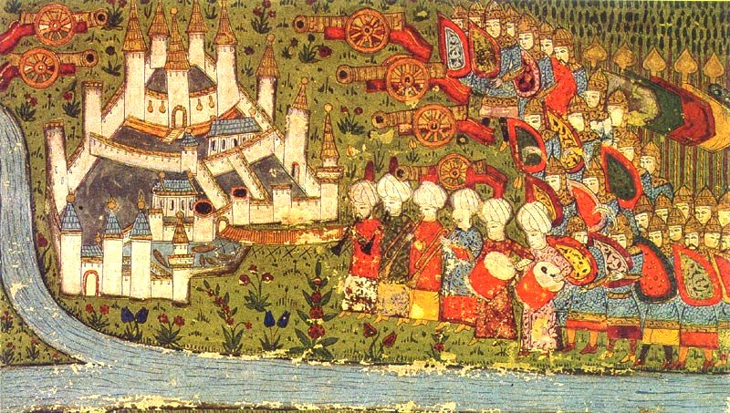 Miniatură otomană a asediului din 1456, de pictor otoman necunoscut.