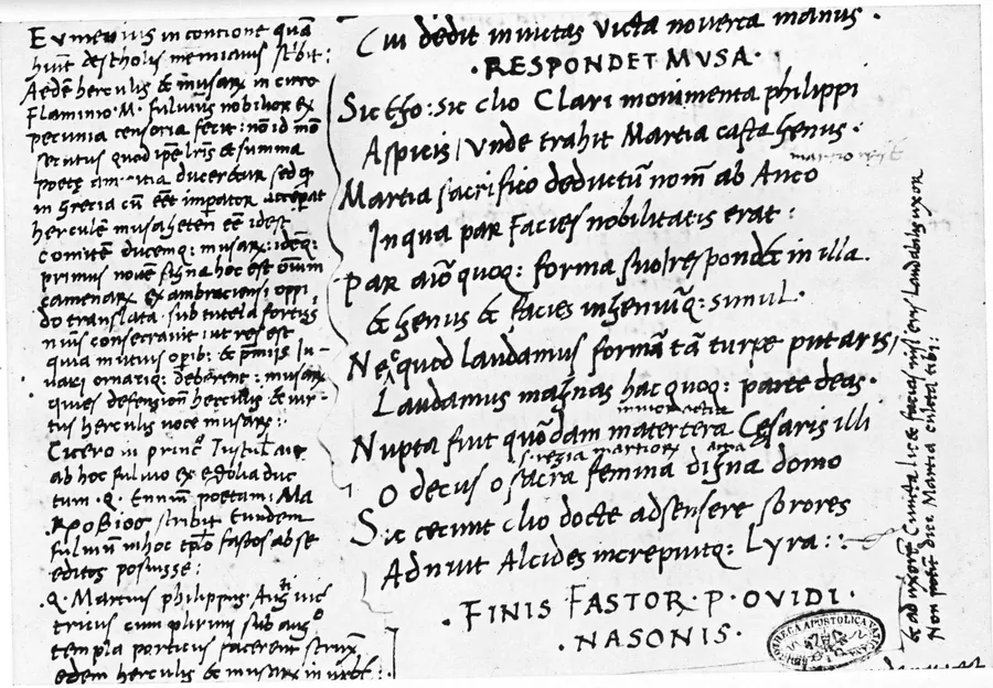 Manuscript page of Ovid’s Fasti