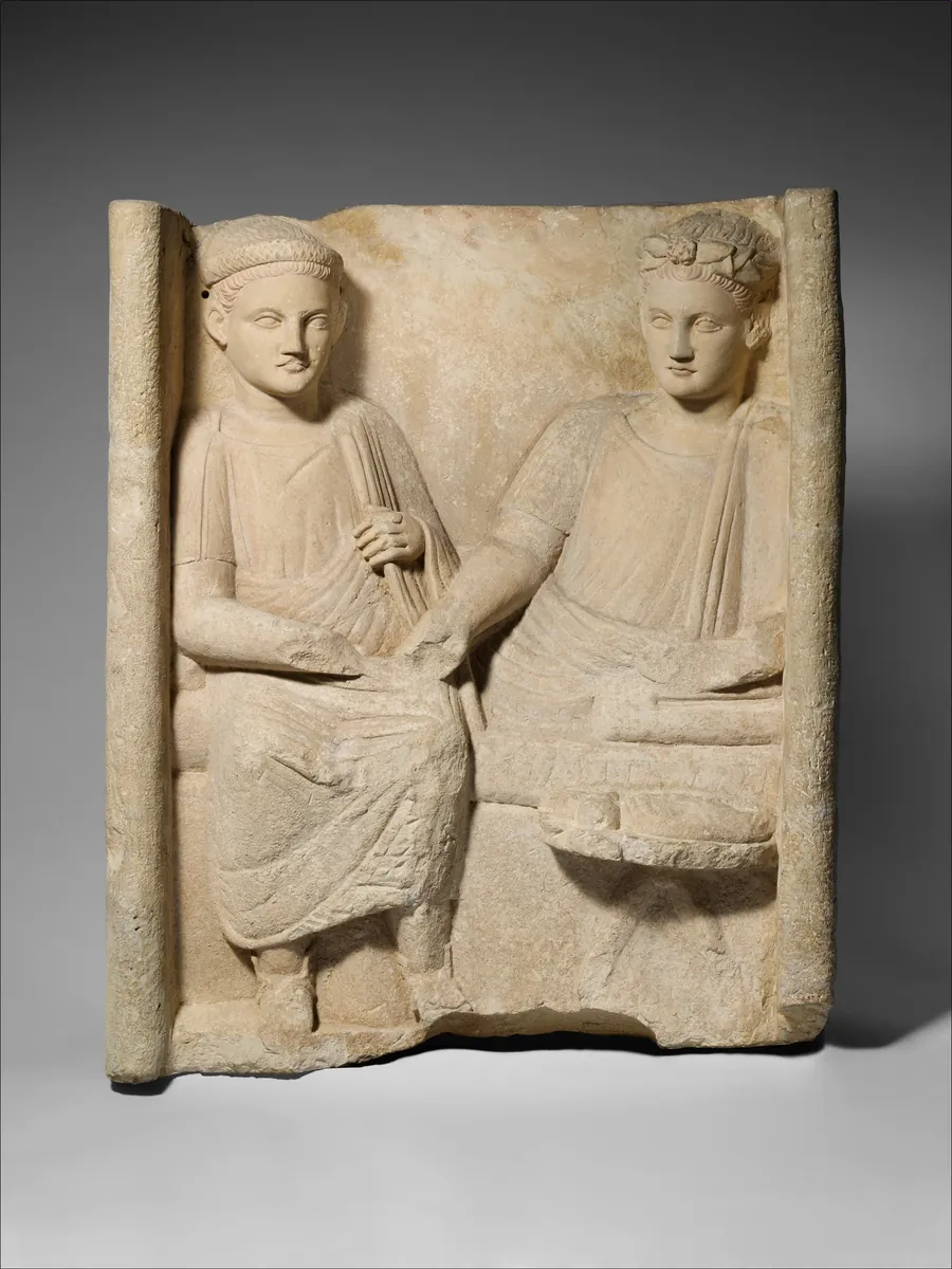 Funerary stele with a banquet scene