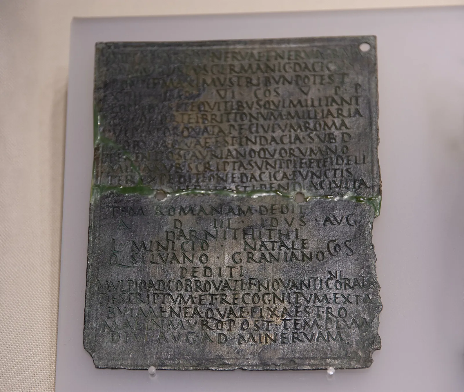 The bronze diploma of Marcus Ulpius Novantico, found at Porolissum.