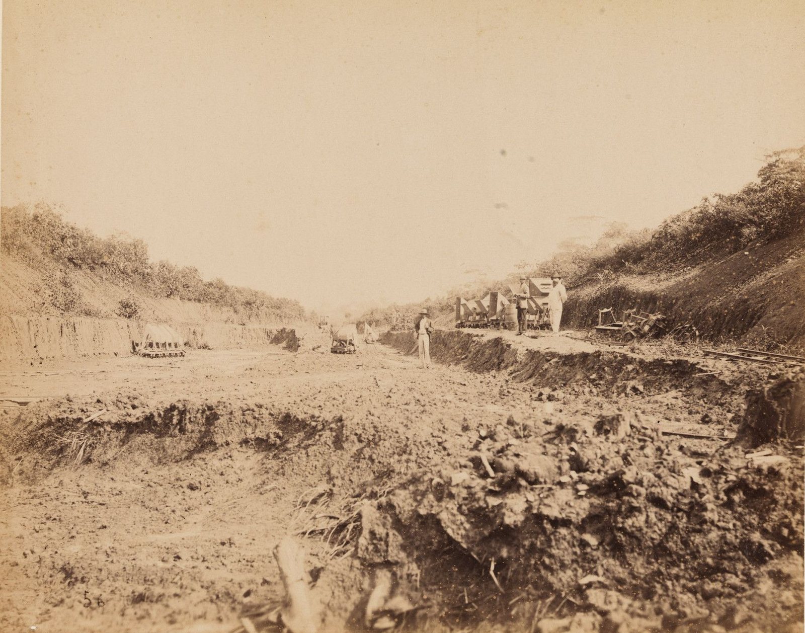 Lucrări franceze la canalul Panama, în august 1886.