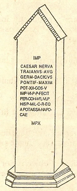 Desenul din 1758 al inscripției de pe miliarul de la Aiton