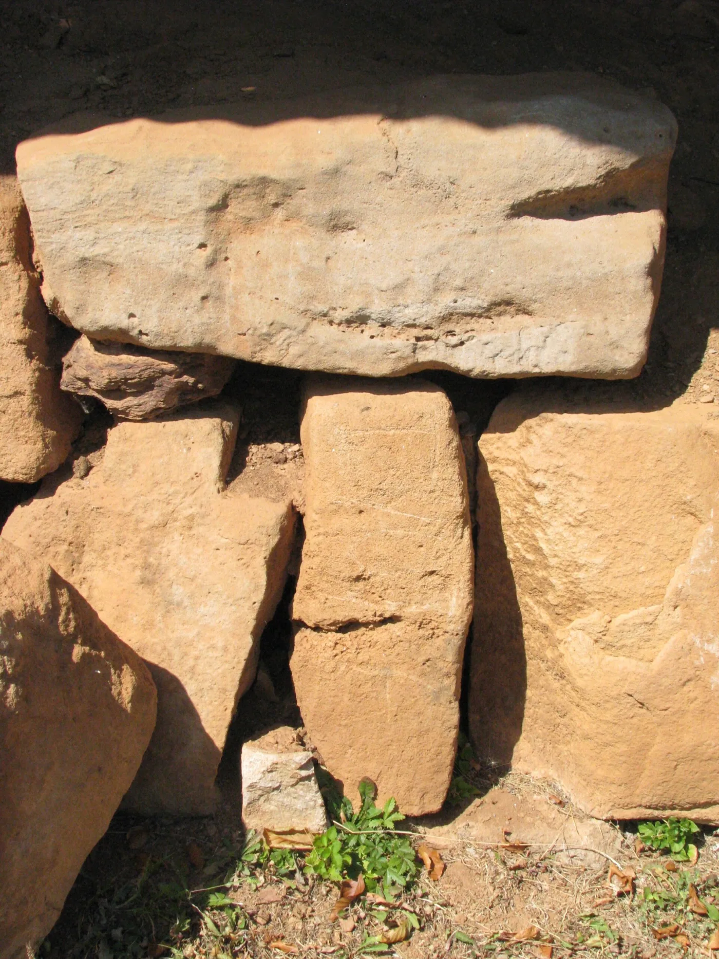 The wall of a tower-house at Costești-Cetățuie, one of the Dacian fortresses in the same chain. The dressed blocks are the mark of the technique called <i>murus dacicus</i>.