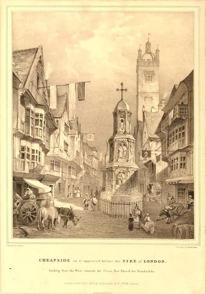 Ackermann view of Cheapside looking east to the cross