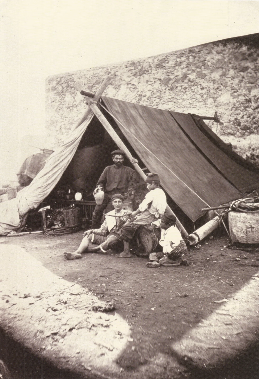 Messina earthquake survivors sheltering beneath a tent
