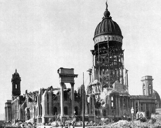 San Francisco City Hall ruins after the earthquake and fire.