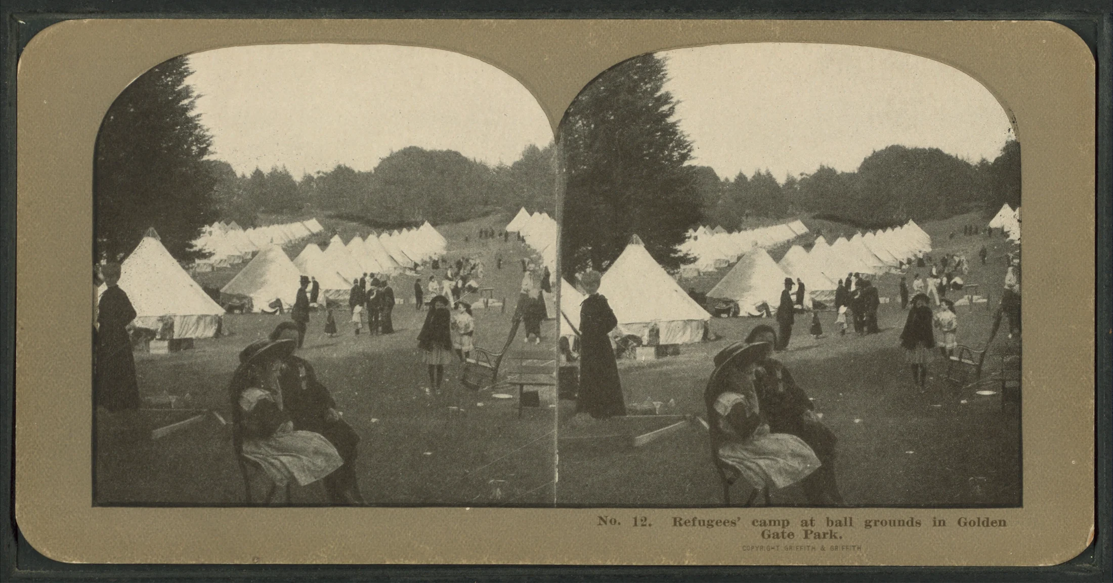 Refugee camp in Golden Gate Park after the 1906 disaster.
