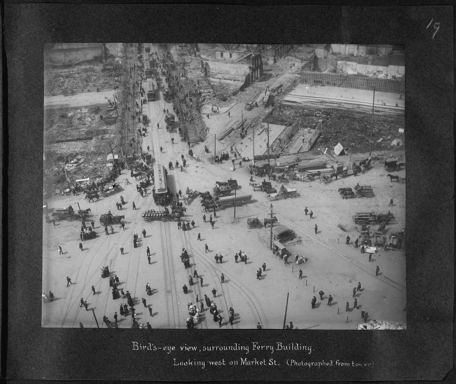 Bird’s-eye context around the Ferry Building after the 1906 earthquake.
