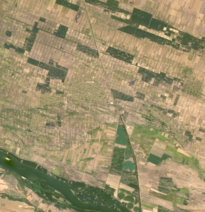 The Dăbuleni sands in August 2024, seen by Landsat 8.