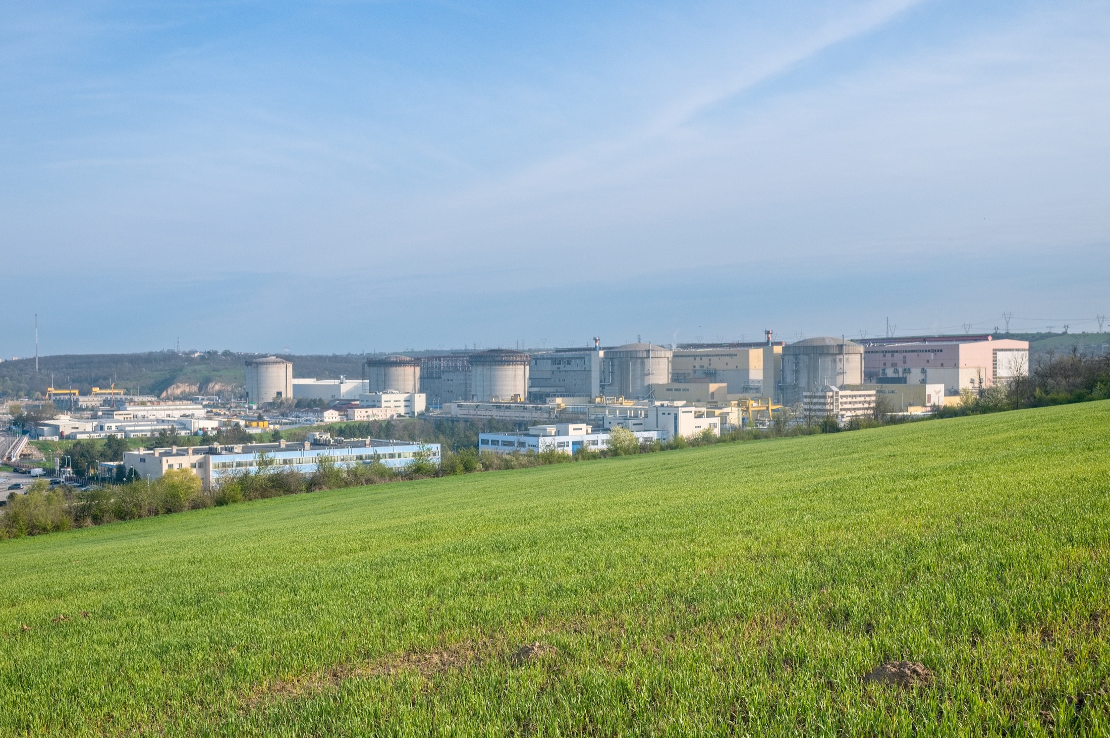 Cernavodă Nuclear Power Plant photographed from the riverbank