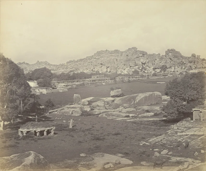 The Hampi bazaar before the Virupaksha temple, in an 1868 photograph.