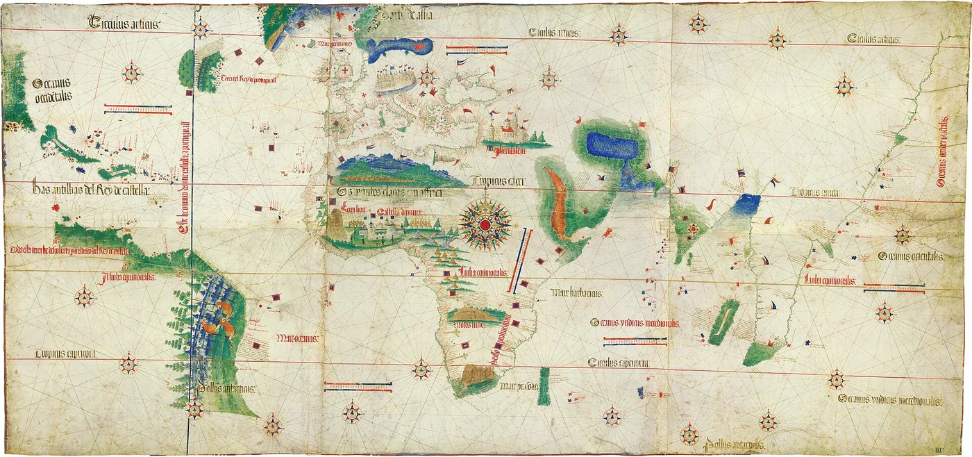 The Cantino planisphere, the 1502 Portuguese map showing the world after Dias.