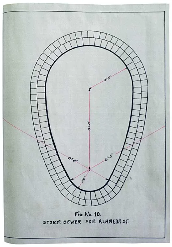 Bazalgette’s cross-section sketch of an egg-profile brick sewer