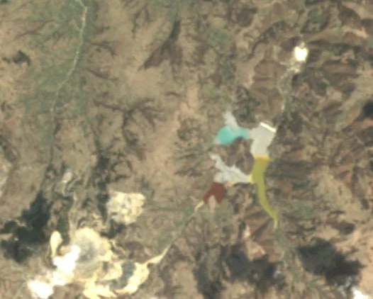 Valea Șesei și iazul de steril văzute de satelitul Landsat în 2008