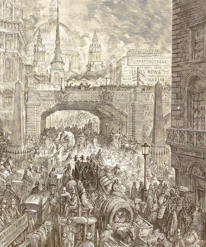 Ludgate Hill al lui Doré, plin de omnibuze