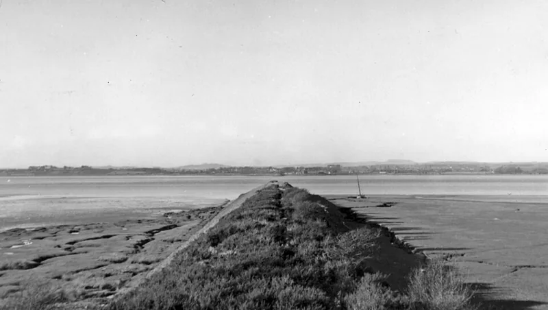 The Solway estuary at Bowness-on-Solway, calm water and distant hills.