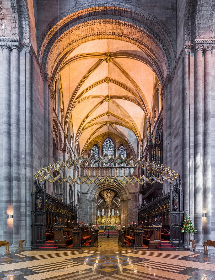 The choir of Hereford Cathedral: the western end of the word, where it sat down to sing.