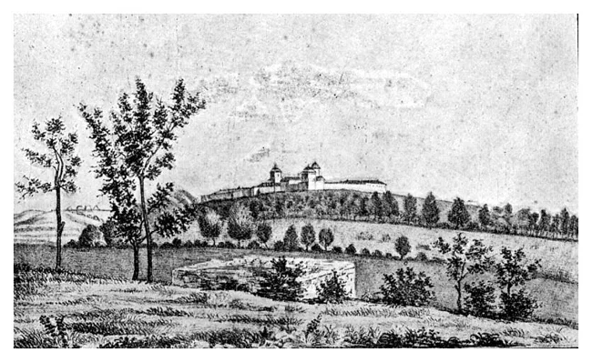 Gravură din 1860 cu Mănăstirea Cotroceni și moșia ei, București