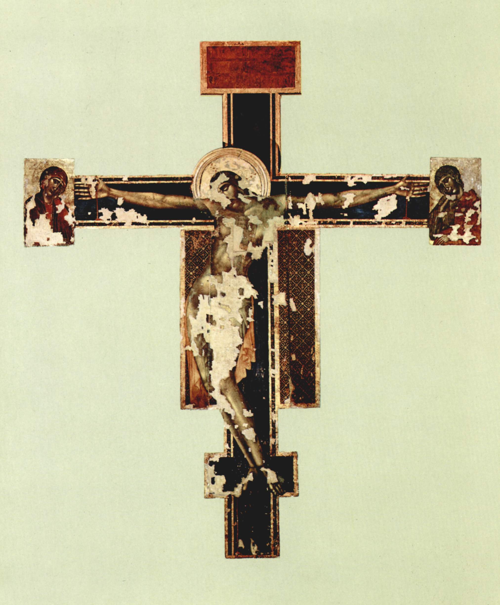 Crucifixul lui Cimabue după inundația din Florența din 1966.