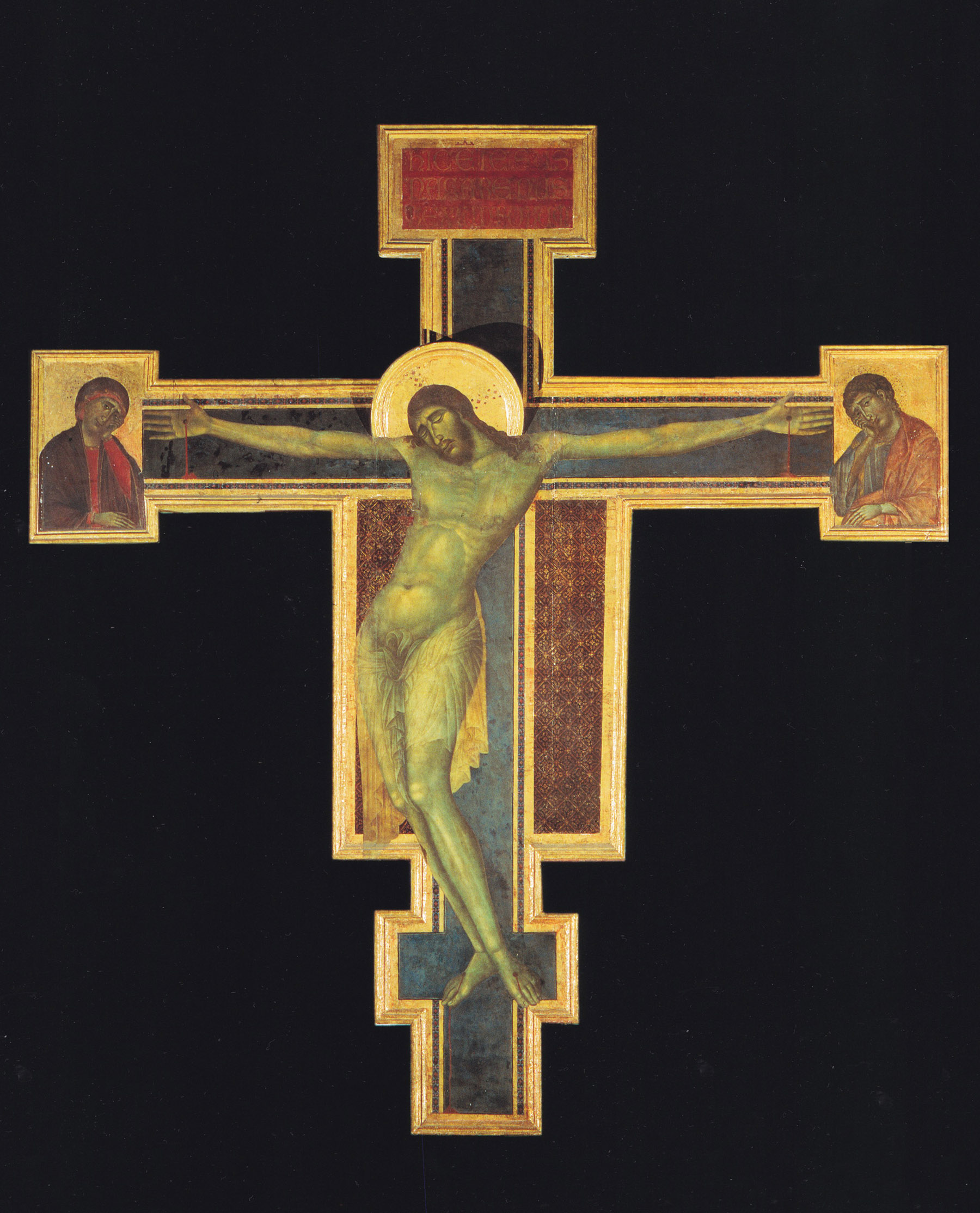 Crucifixul lui Cimabue de la Santa Croce înainte de inundația din 1966.