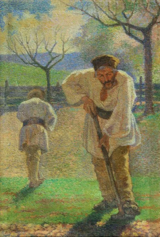 Țărani săpând, tablou de Dimitrie N. Cabadaief