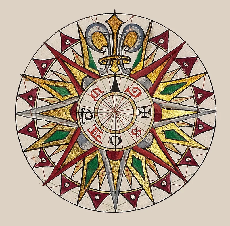 Roză de portulan din atlasul Martines, 1591