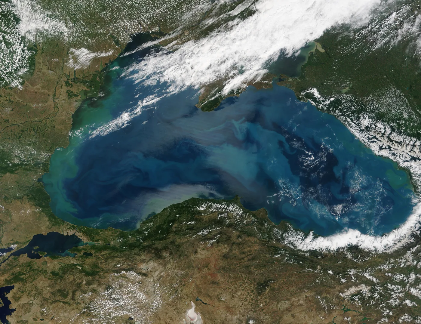 Marea Neagră văzută din orbită, imagine din satelit