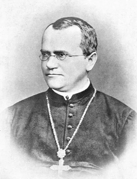 Portret fotografic al lui Gregor Mendel, în haine de călugăr