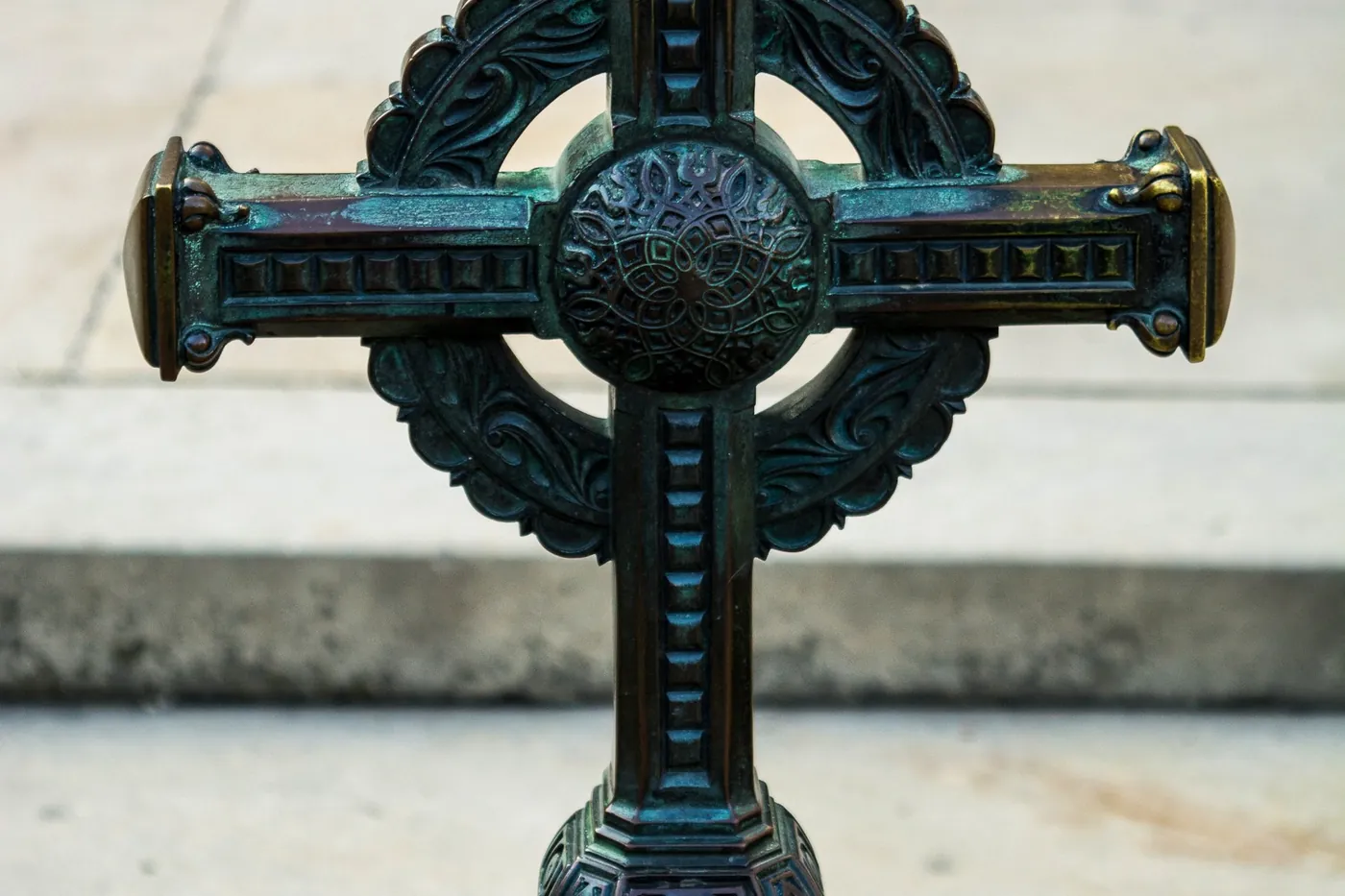 Bronze cross from the railing of the royal tombs.