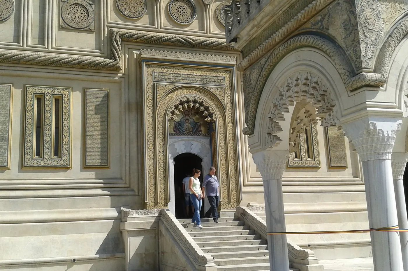 The church's stone masonry, with the centuries' marks in it.