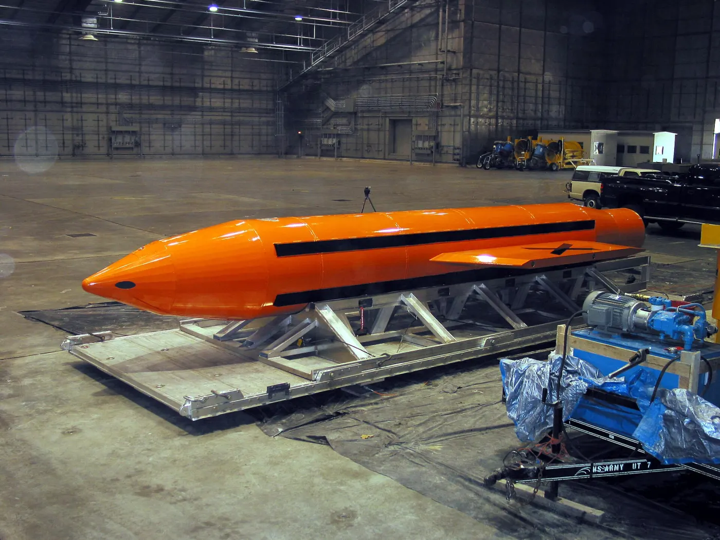 A MOAB prepared for its first test at Eglin Air Force Base, Florida, 11 March 2003