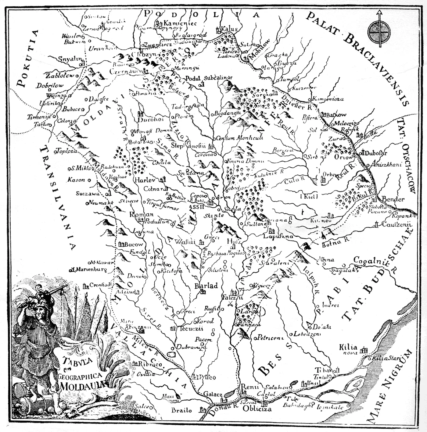 The map of Moldavia from Cantemir's Description