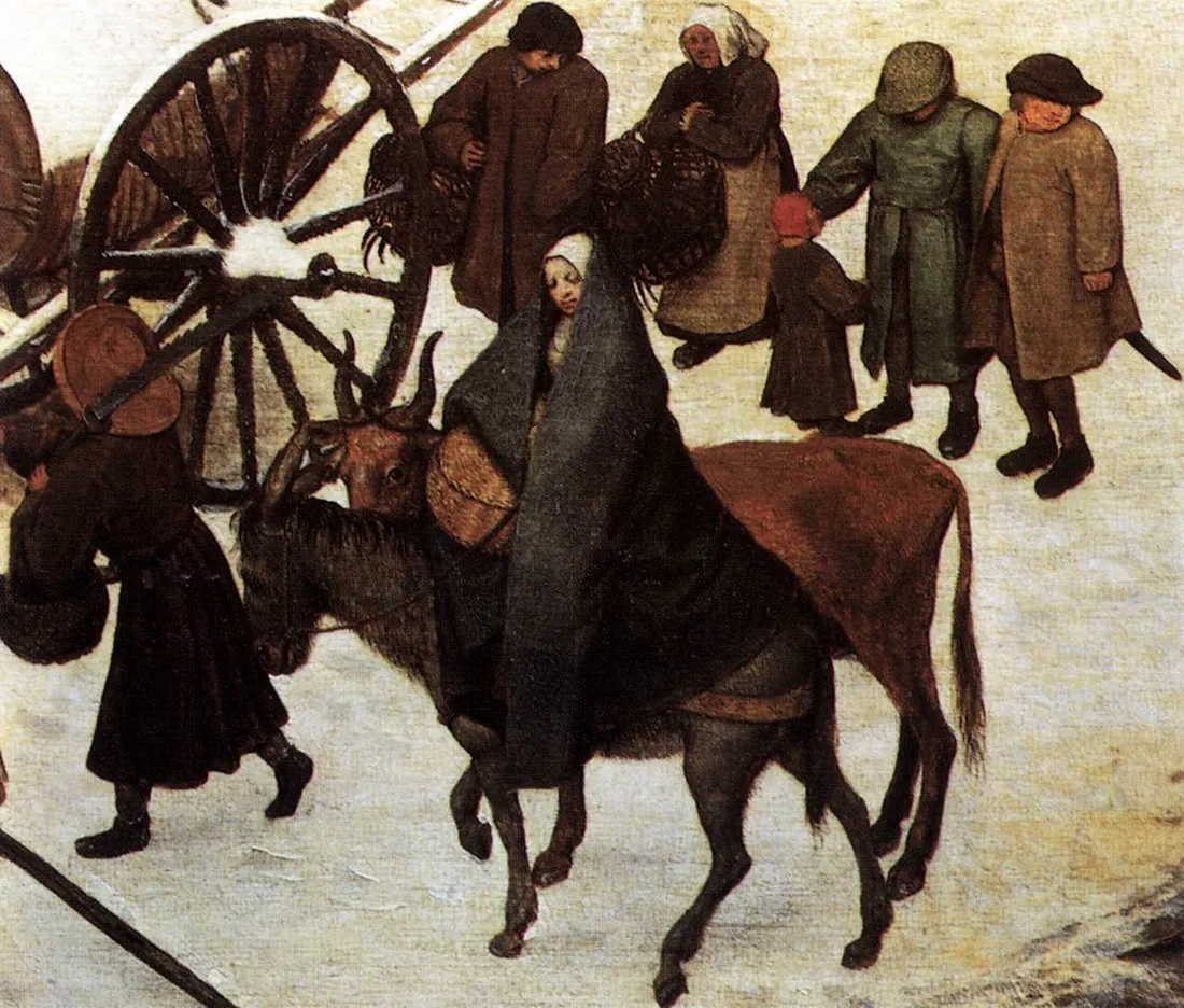 Detaliu de iarnă din Recensământul de la Betleem al lui Bruegel