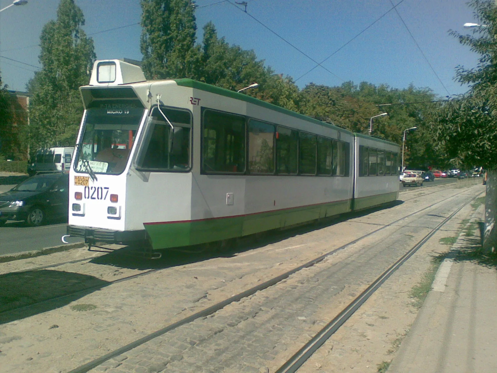 A tram running on a street in Galați