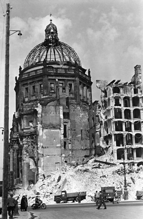 The Berlin palace ruins photographed on 19 September 1950, after demolition had begun.