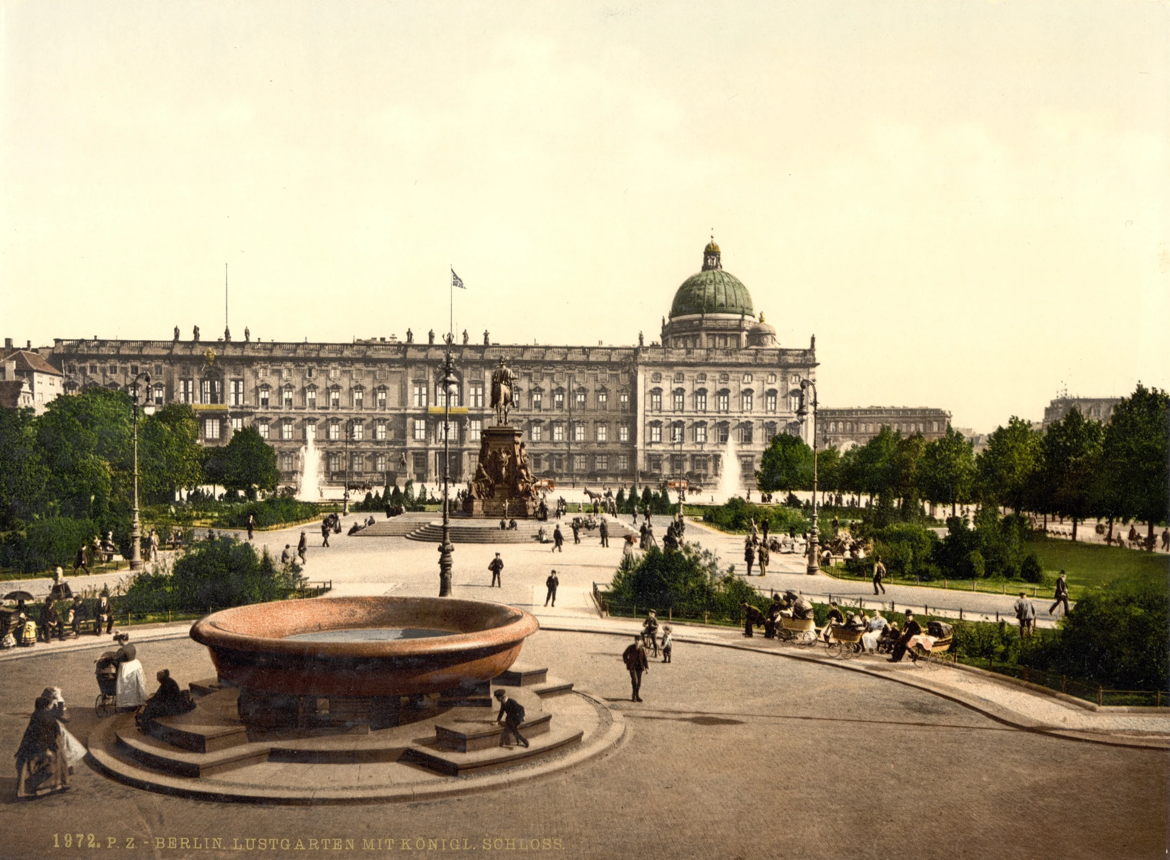 The Berlin palace seen from the Lustgarten in a photograph dated around 1900.