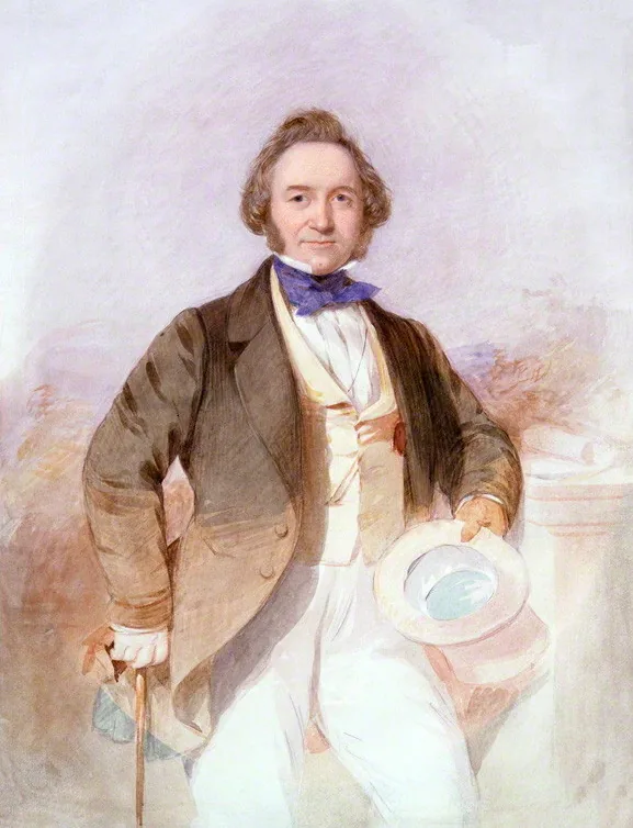 Joseph Paxton around 1850, side-whiskered, holding his hat