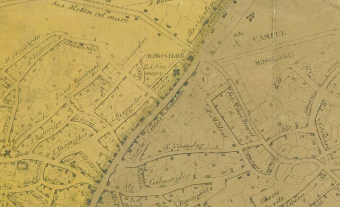 Detaliu din planul 1871: Calea Moșilor și Bariera Moșilor