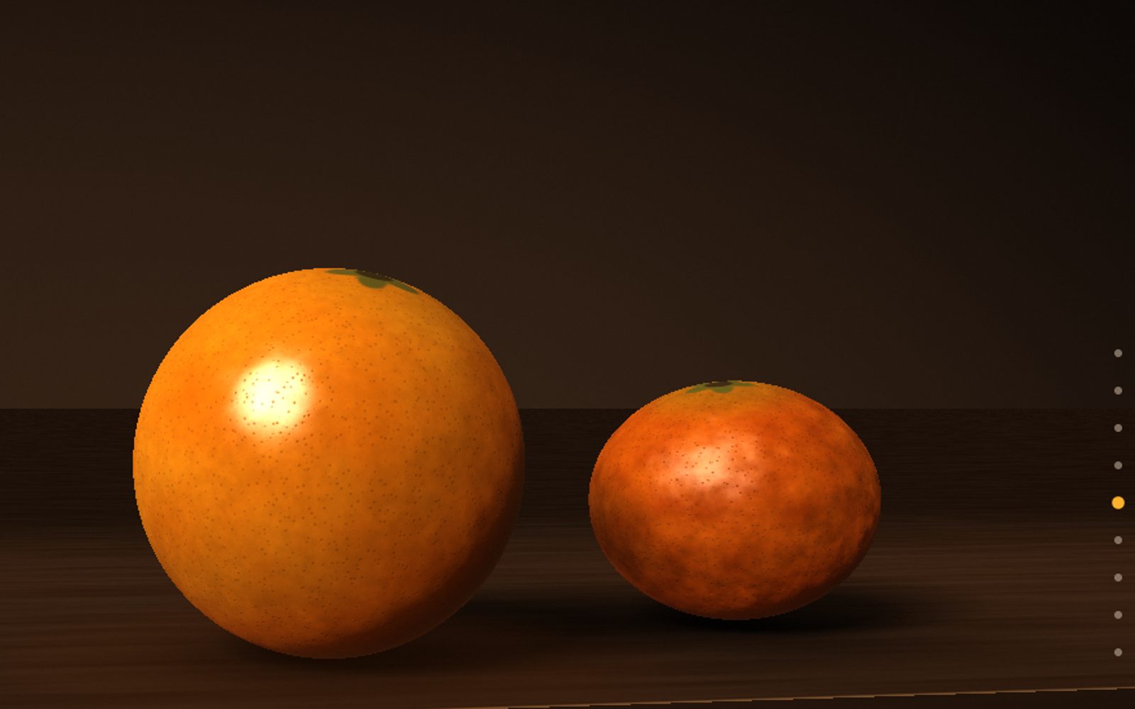 An orange on a wooden ledge in warm light; its peel comes away in a spiral.